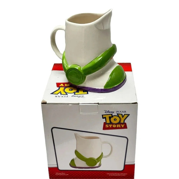 Toy Story Buzz Lightyear Boot Mug 24 oz White Green Ceramic New Disney - Picture 2 of 9